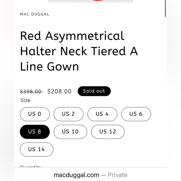 Mac Duggal Asymmetrical Halter Neck Gown in Red Chiffon - Picture 5 of 10